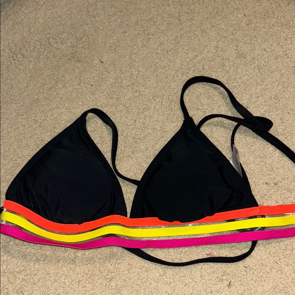 Xhilaration Black Bikini Top with Colorful Straps